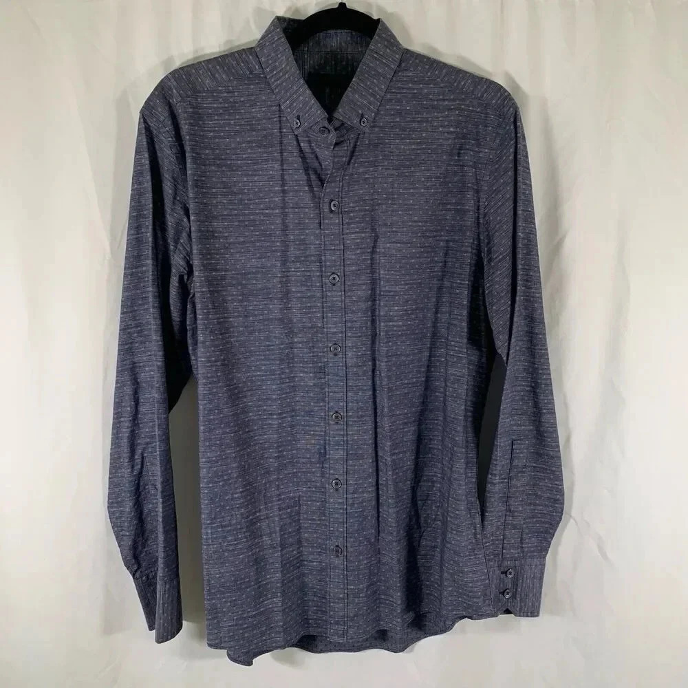 Zachary Prell Dress Shirt Men's Medium Blue Button Up Long Sleeve 100% Cotton